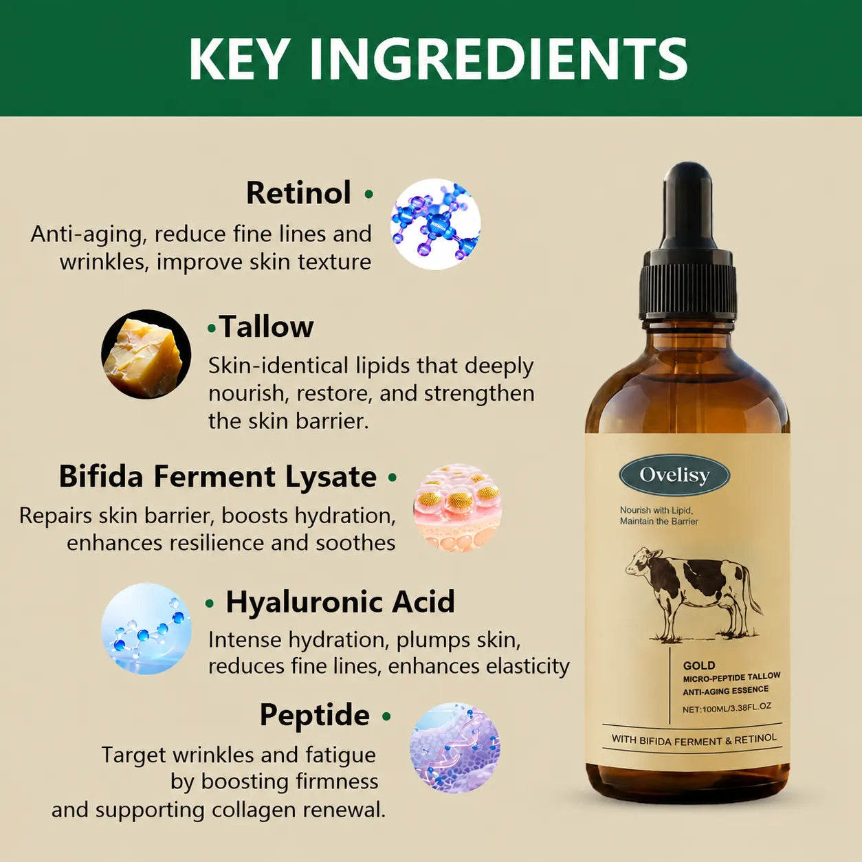 💥LAST DAY SALE-60% OFF🔥- Ovelisy® The First Tallow Retinol Serum That Doesn't Burn Sensitive Skin