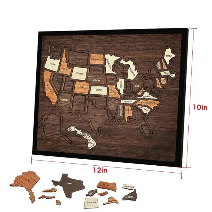 🔥Limited 49% off - USA Wooden Travel Map Puzzle for Adventure Lovers