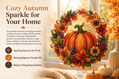 🔥Last Day 49% OFF - 🍂✨Autumn Harvest Pumpkin Diamond Art Hanging Ornament Kit